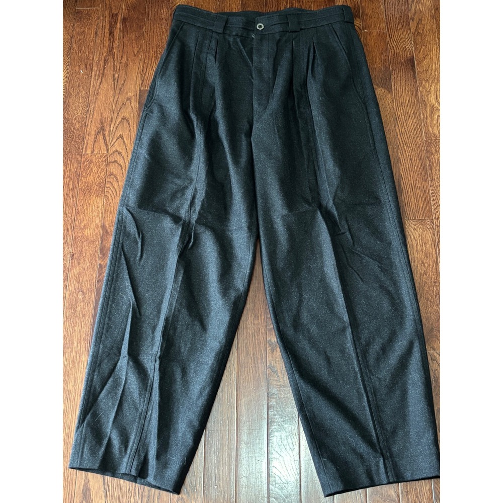 Vintage Robert Comstock Wool Flannel Pants Mens 34x28 Charcoal Pleated Trousers